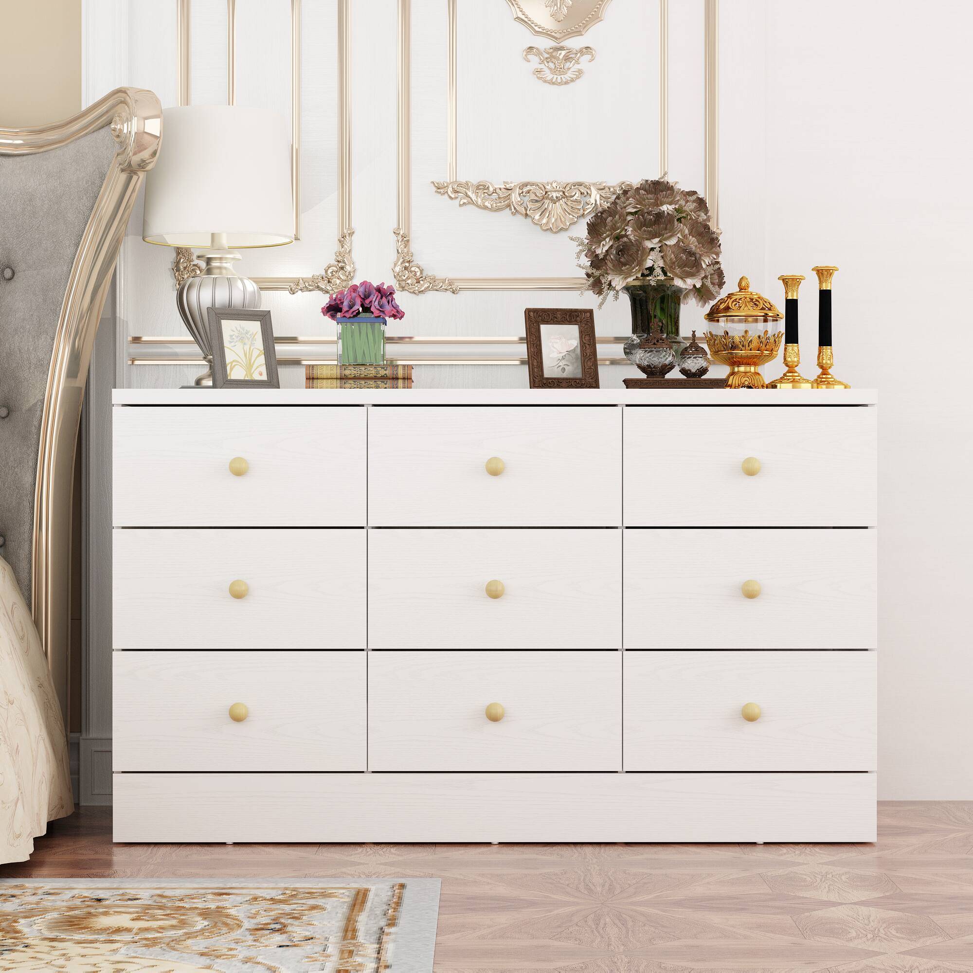 Front. Famapy - Famapy Horizontal Dresser with Anti - Tip Feature & Solid Wood Handles - White.
