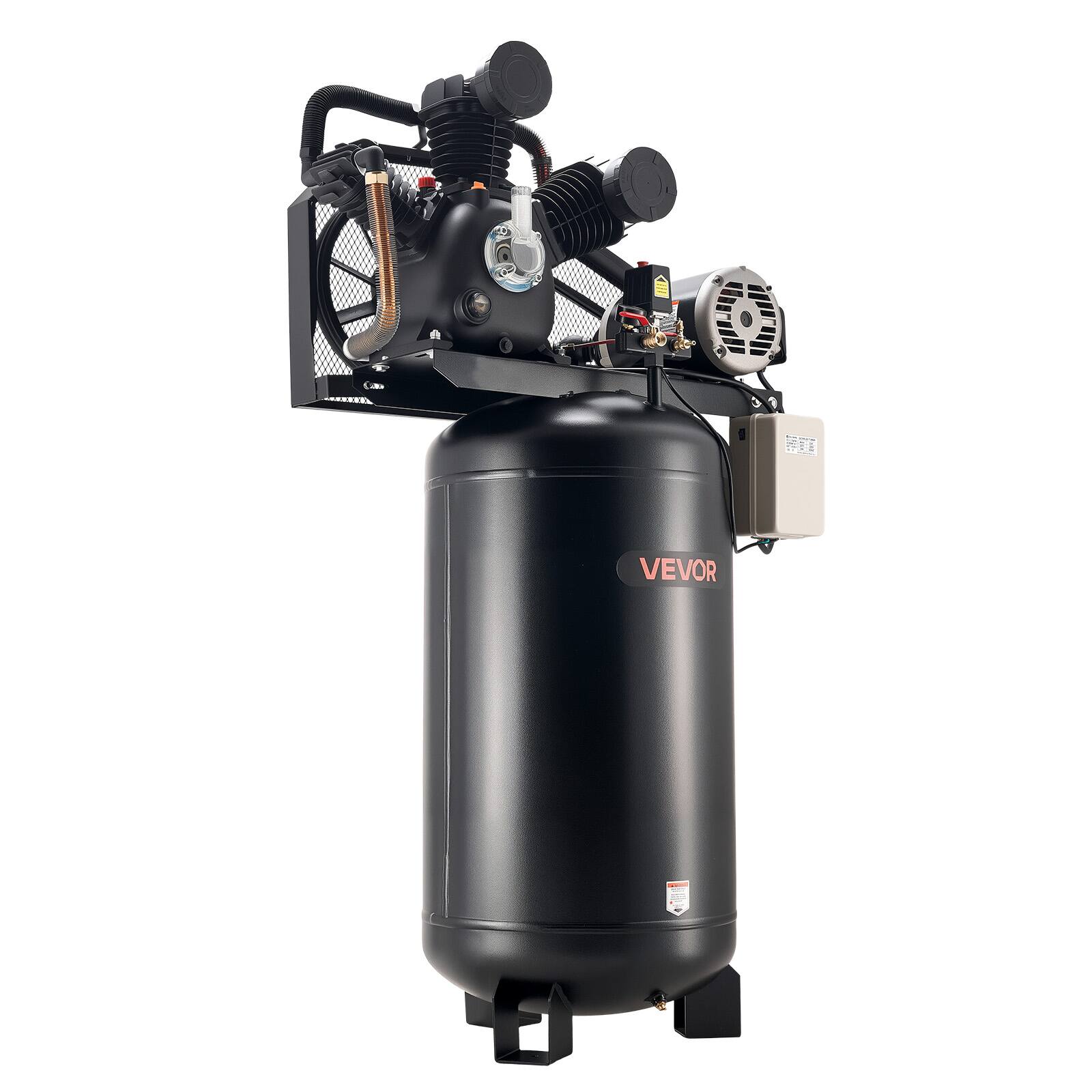 Front. VEVOR - 80 Gallons Heavy-Duty Air Compressor, 10HP 17 SCFM at 90PSI Air Compressors Max 175PSI, Oil-Lubricated Compressor Tank - Black;Orange.