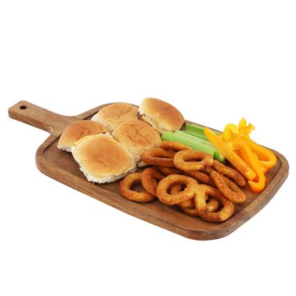 Front. MegaChef - MegaChef 14 Inch Acacia Wood Rectangle Serving Board with Handle - Brown.