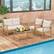 Alt View 1. Costway - 4 PCS Patio Furniture Set with Acacia Wood Frame Cushions and Coffee Table - Beige,Light Brown.