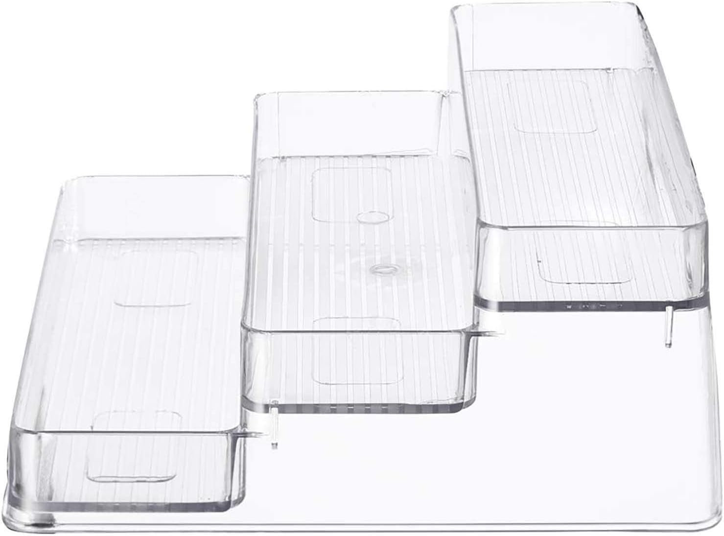 Alt View 1. Home Intuition - Home Intuition 3-Tier Spice Rack Step Shelf Cabinet Organizer, Clear (2) - Clear.