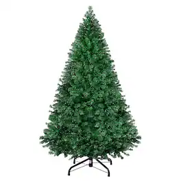 Sweetcrispy - Classic Spruce Hinged Artificial Christmas Tree w/ Foldable Base - Green
