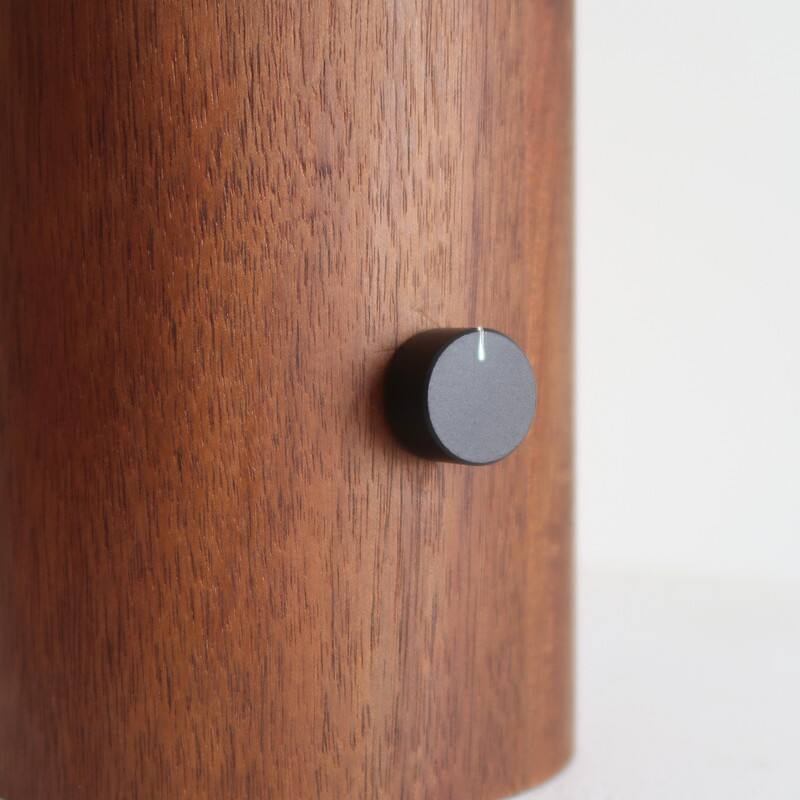 Back. Brightech - Oakley LED Midcentury Modern Dimmable Bedside Nightstand Desk Lamp - Walnut Brown Wood.