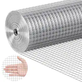 VEVOR - Hardware Cloth, 1/2 inch 24in x 25 ft 19 Gauge, Hot Dipped Galvanized Wire Mesh Roll, Chicken Wire Fencing - Silver