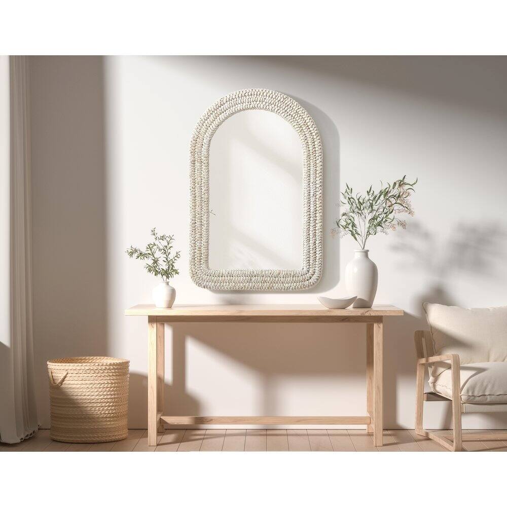 Alt View 3. Elegant Decor - Arch Cornhusk Mirror 24x36 in Linen White - Linen White.