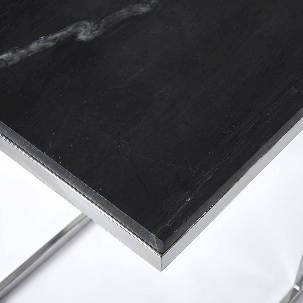 Alt View 2. Starlight Canyon Home - Square Metal End Table, Modern Contemporary Accent Side Table for Living Room - Black,Silver.