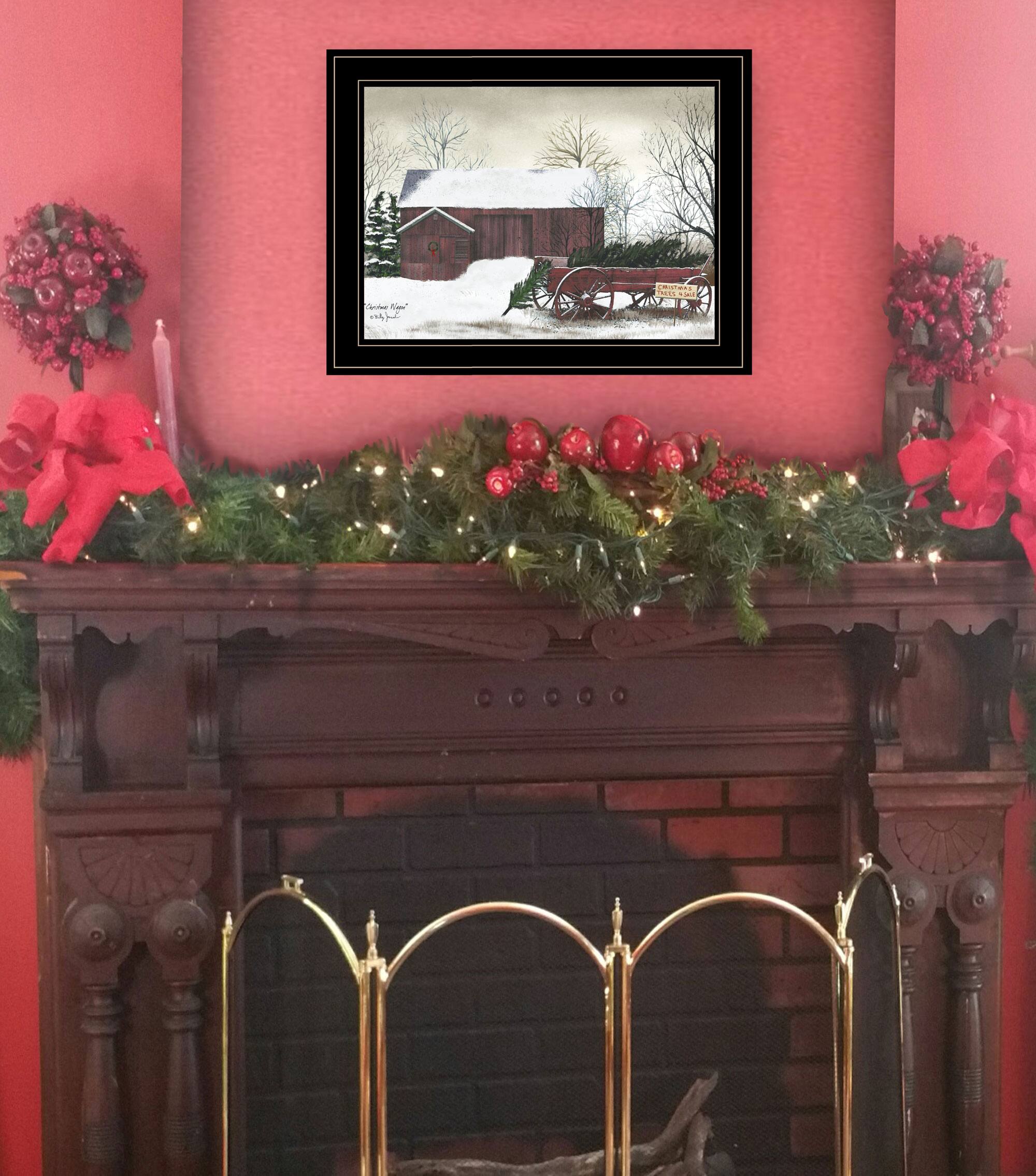 Angle. TinyHomie - Christmas Wagon Billy Jacobs Ready to Hang Framed Print Black Frame - white.