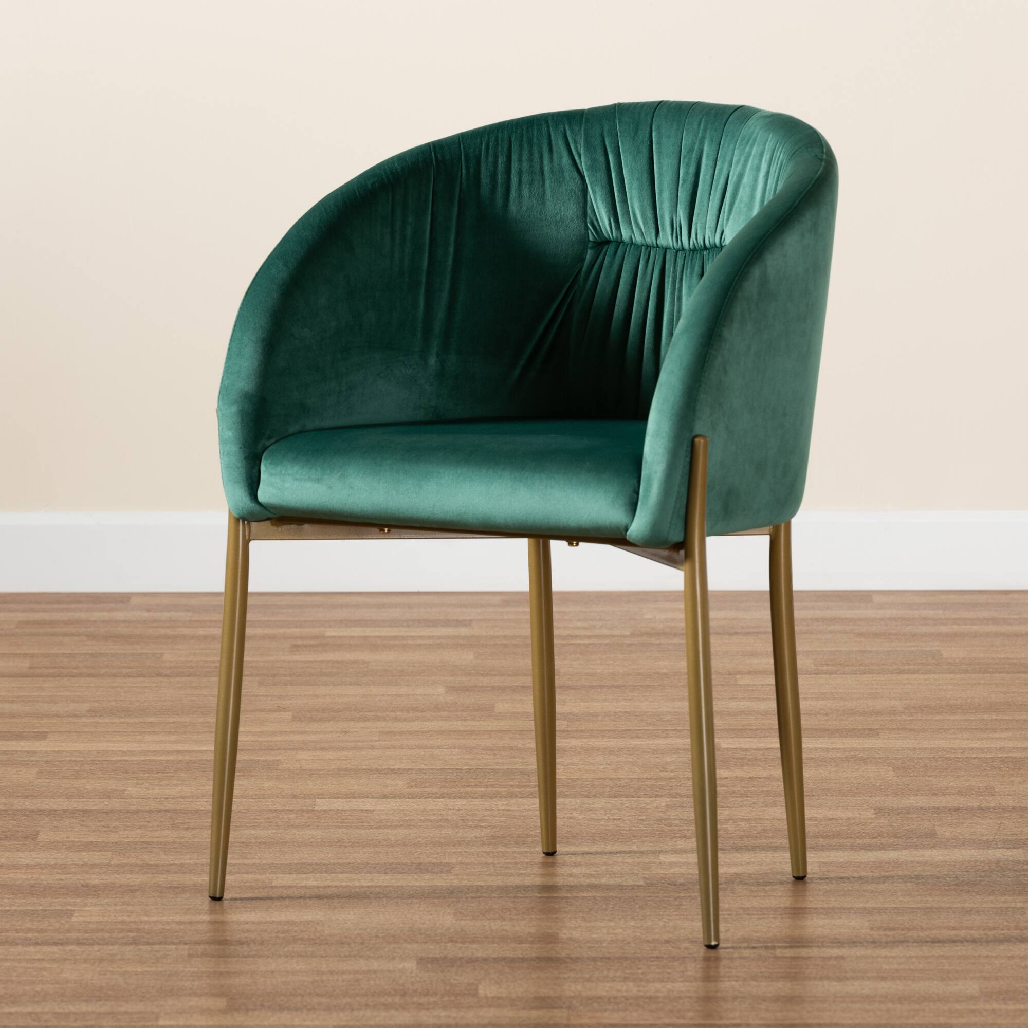 Alt View 5. Baxton Studio - Ballard Modern Luxe and Glam Green Velvet Fabric Upholstered and Gold Finished Metal Dining Chair - Green/Gold.