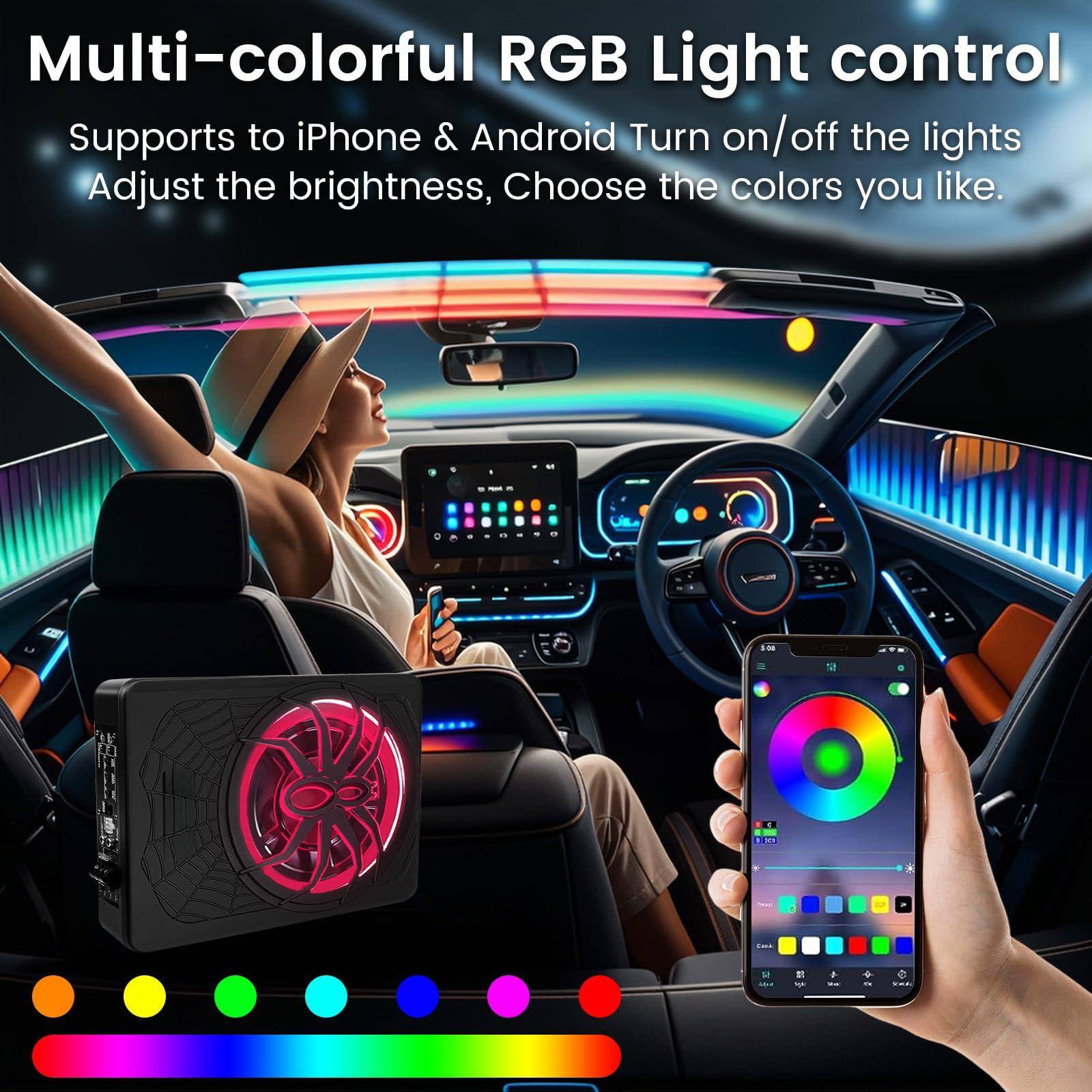 Multi-colorful RGB Light control  
Supports to iPhone & Android  
Turn on/off the lights  
Adjust the brightness, Choose the colors you like.