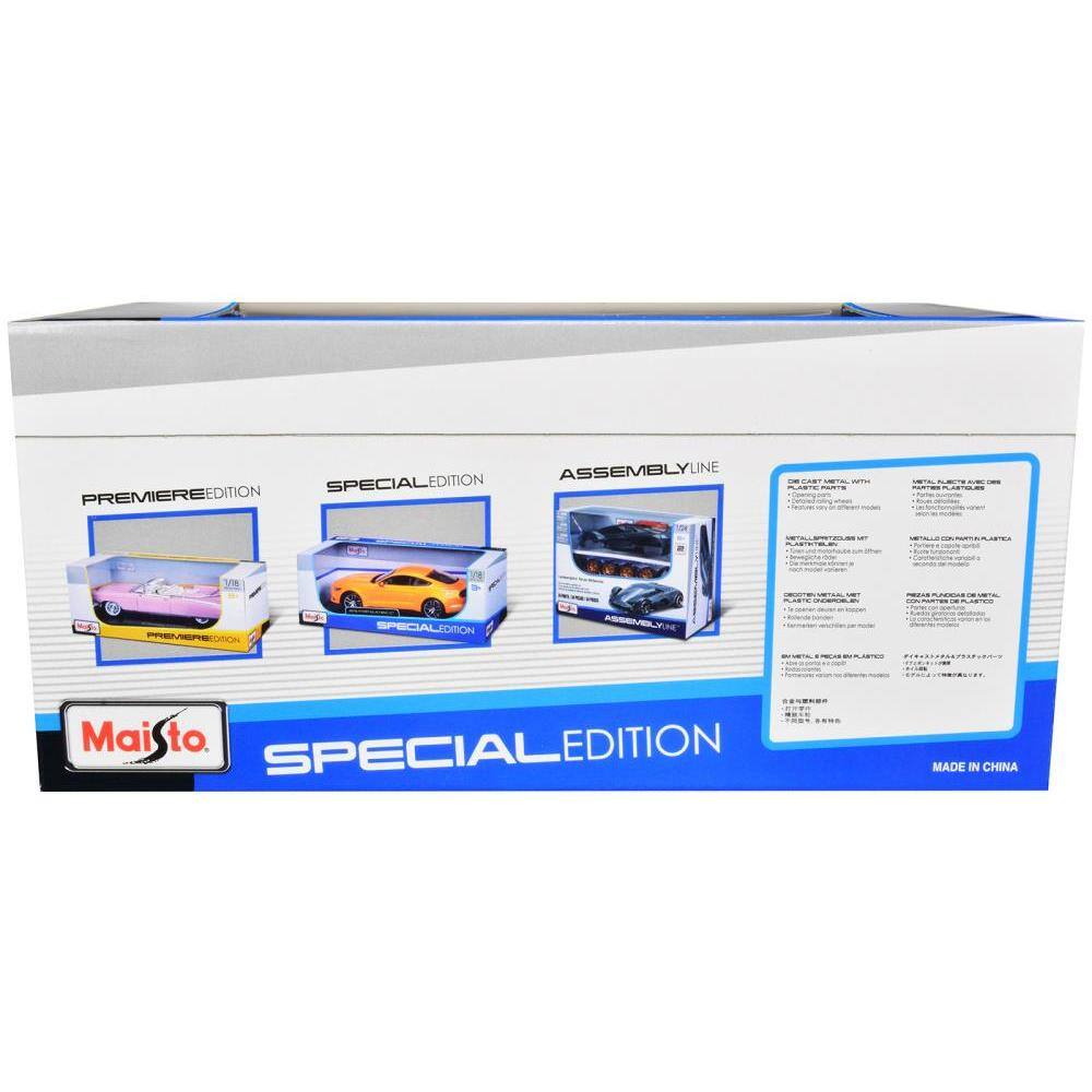 Sure, here is the corrected and grouped text from the image:

---

**Maisto**

**SPECIAL EDITION**

**ASSEMBLY LINE**

**PREMIERE EDITION**

**SPECIAL EDITION**

**ASSEMBLY LINE**

**MADE IN CHINA**

---

**Included with:**

- 1:18 scale model car
- Assembly line
- Instructions

**Materials:**

- Metal body
- Metal chassis
- Plastic parts

**Instructions:**

- Detailed assembly guide

---

**Note:** The text "ANRRIYUNE" appears to be a typo or misprint and is not included in the corrected text.