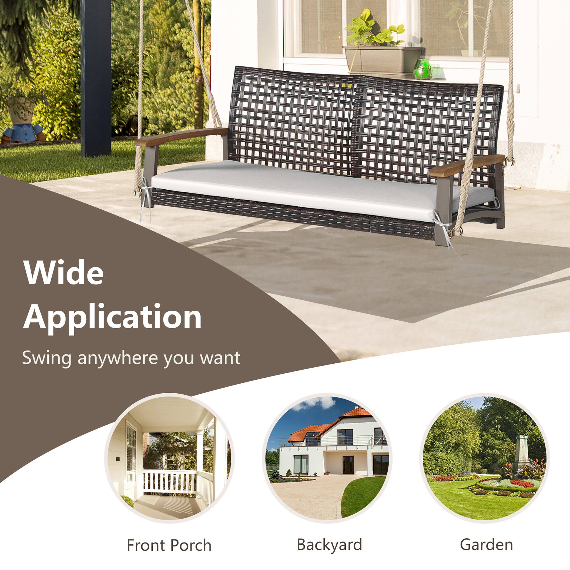 Wide Application  
Swing anywhere you want  

Front Porch  
Backyard  
Garden