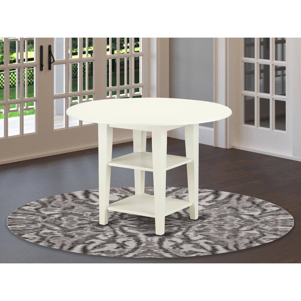 Angle. East West Furniture - Dining Table Linen White - Brown.