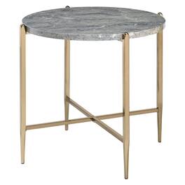 Manhattan Lane - End Table with Oval Marble Top and X Shaped Support - Gray and Gold