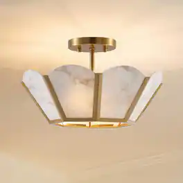 Parrot Uncle - Antique Glass 3-Light Semi-Flush Ceiling Light - Gold