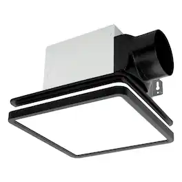 Akicon - Bathroom Exhaust Fan with Light, Dimmable 3CCT LED Light with Night Light, 80 CFM, 2 Sones, Square - Black