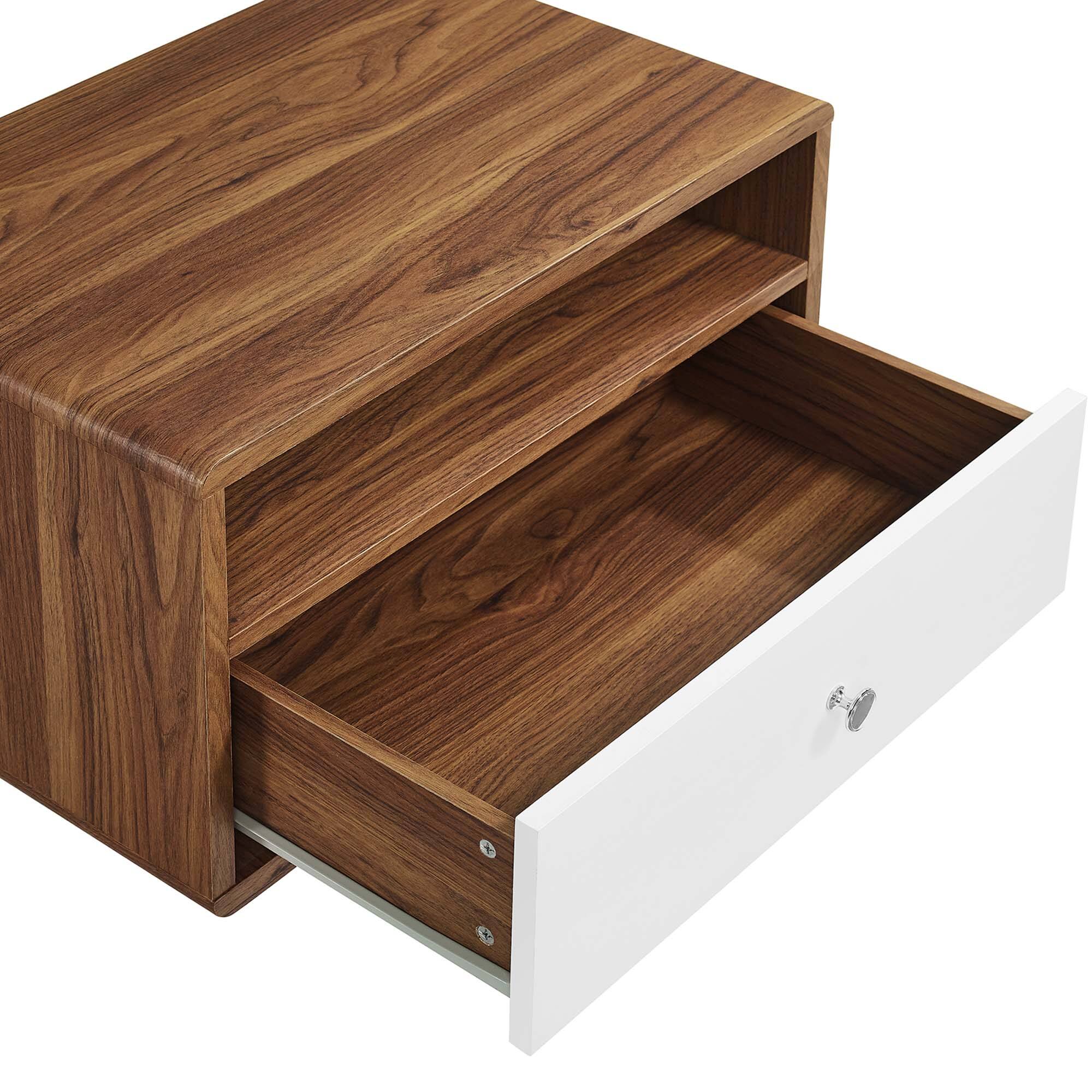 Alt View 4. Modway - Transmit Wall Mount Nightstand by Modway - Walnut White.