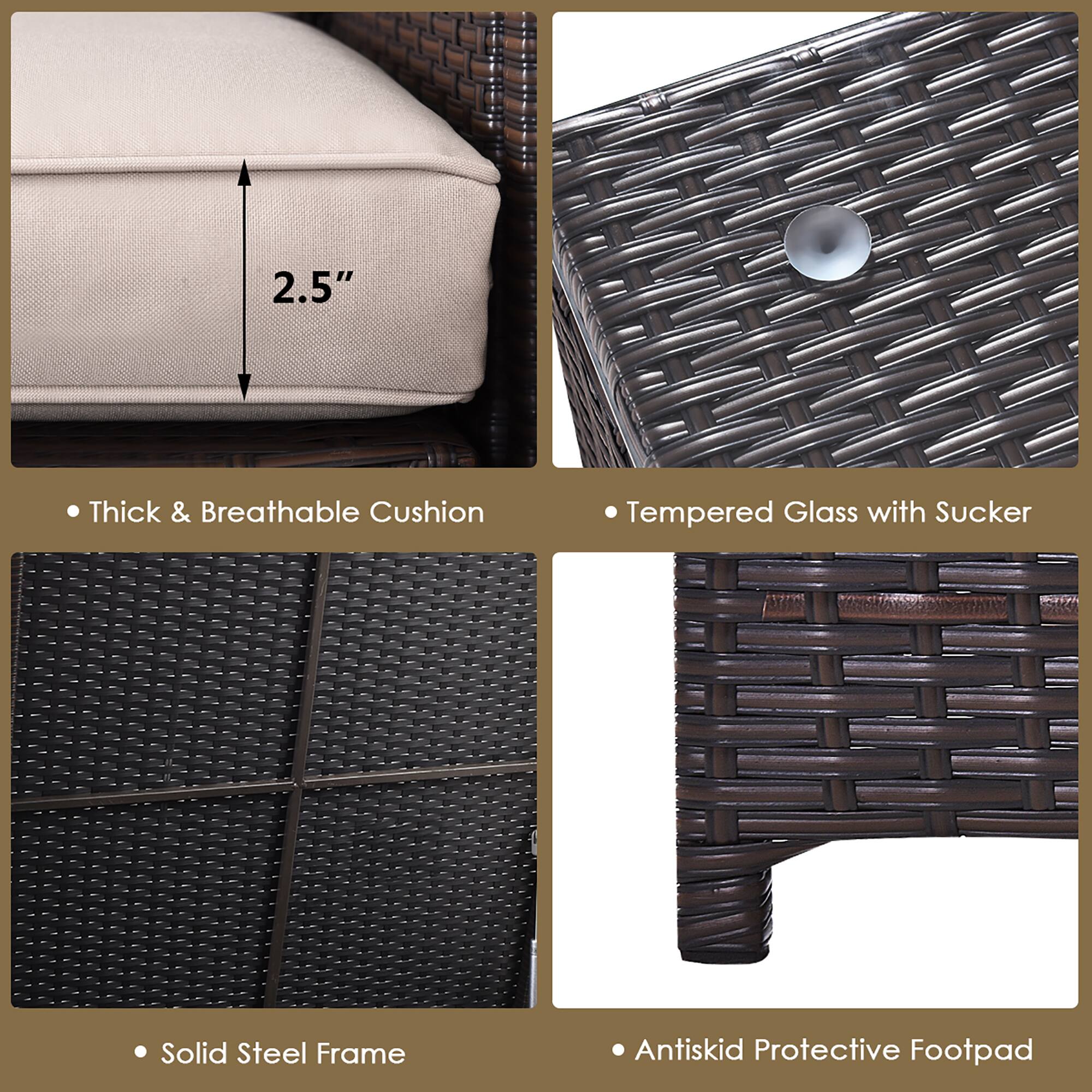 2.5" Thick & Breathable Cushion, Tempered Glass with Sucker, Solid Steel Frame, Antiskid Protective Footpad