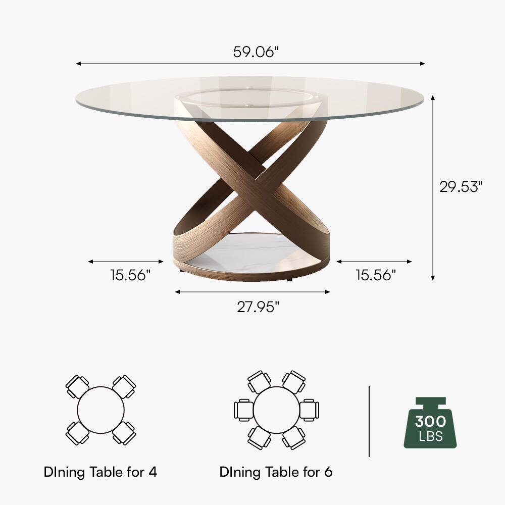 59.06" x 15.56" x 15.56" x 27.95" x 29.53" 300 LBS Dining Table for 4 Dining Table for 6