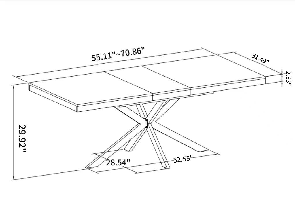 29.92"  
55.11"~70.86"  
31.49"  
2.63"  
28.54"  
52.55"  
29.92"