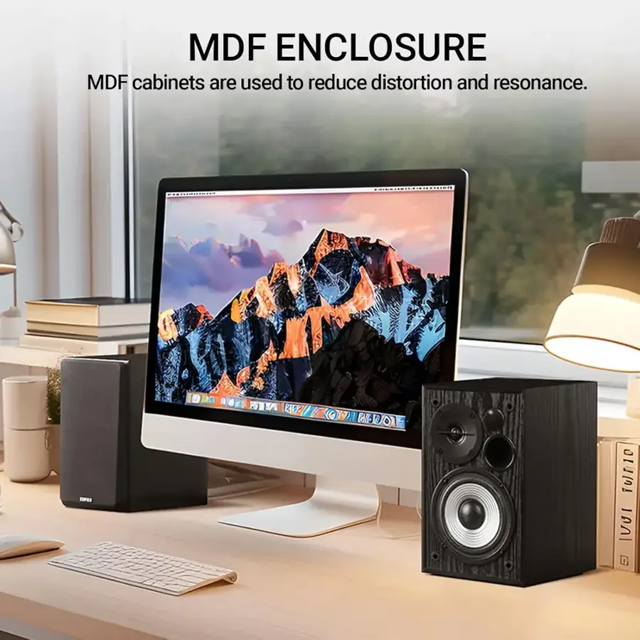 MDF Enclosure: MDF cabinets are used to reduce distortion and resonance.