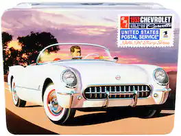 AMT - Skill 2 Model Kit 1953 Chevrolet Corvette "USPS" (United States Postal Service) Themed Collectible Tin 1/25 Scale - White