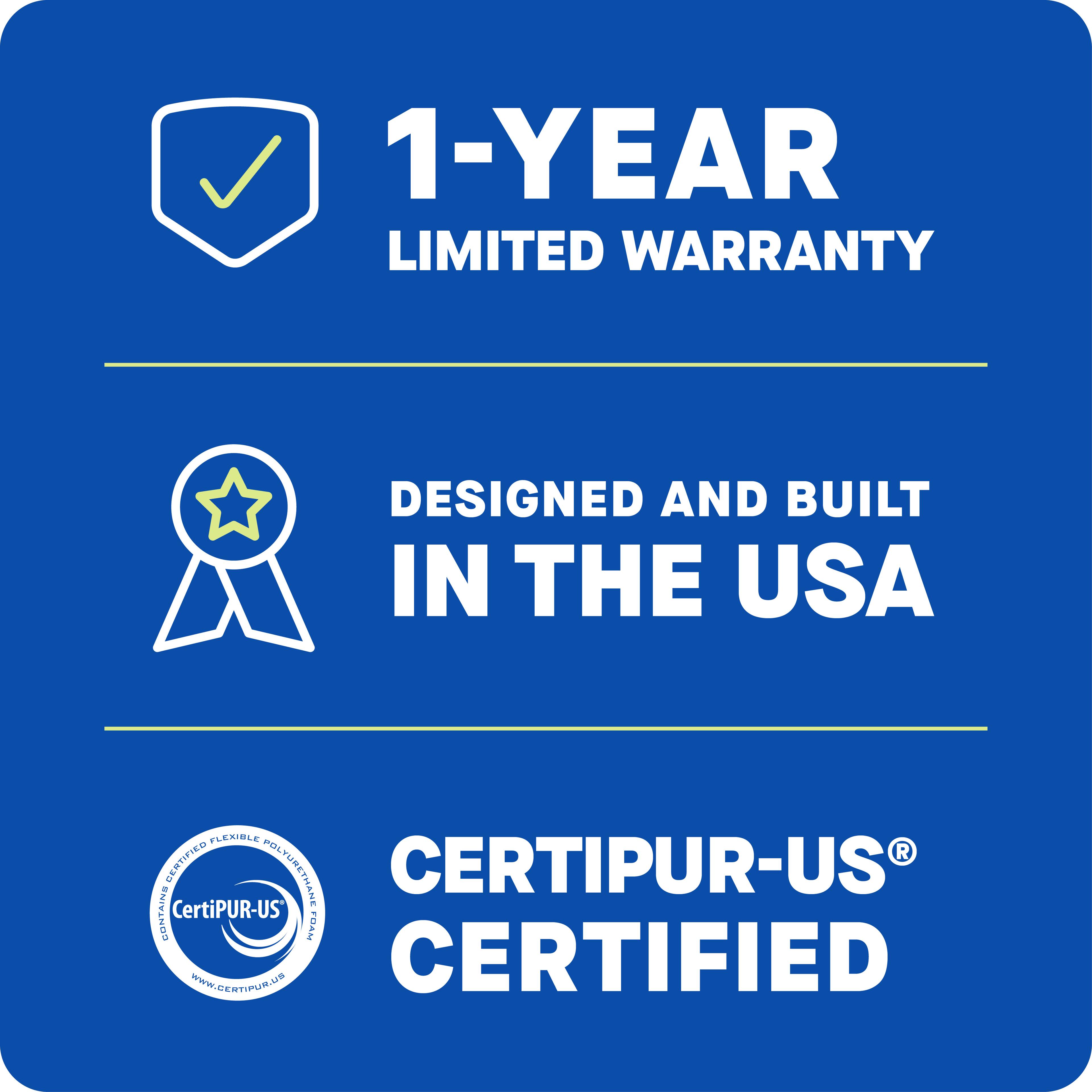 1-Year Limited Warranty Designed and Built in the USA CertiPUR-US Certified