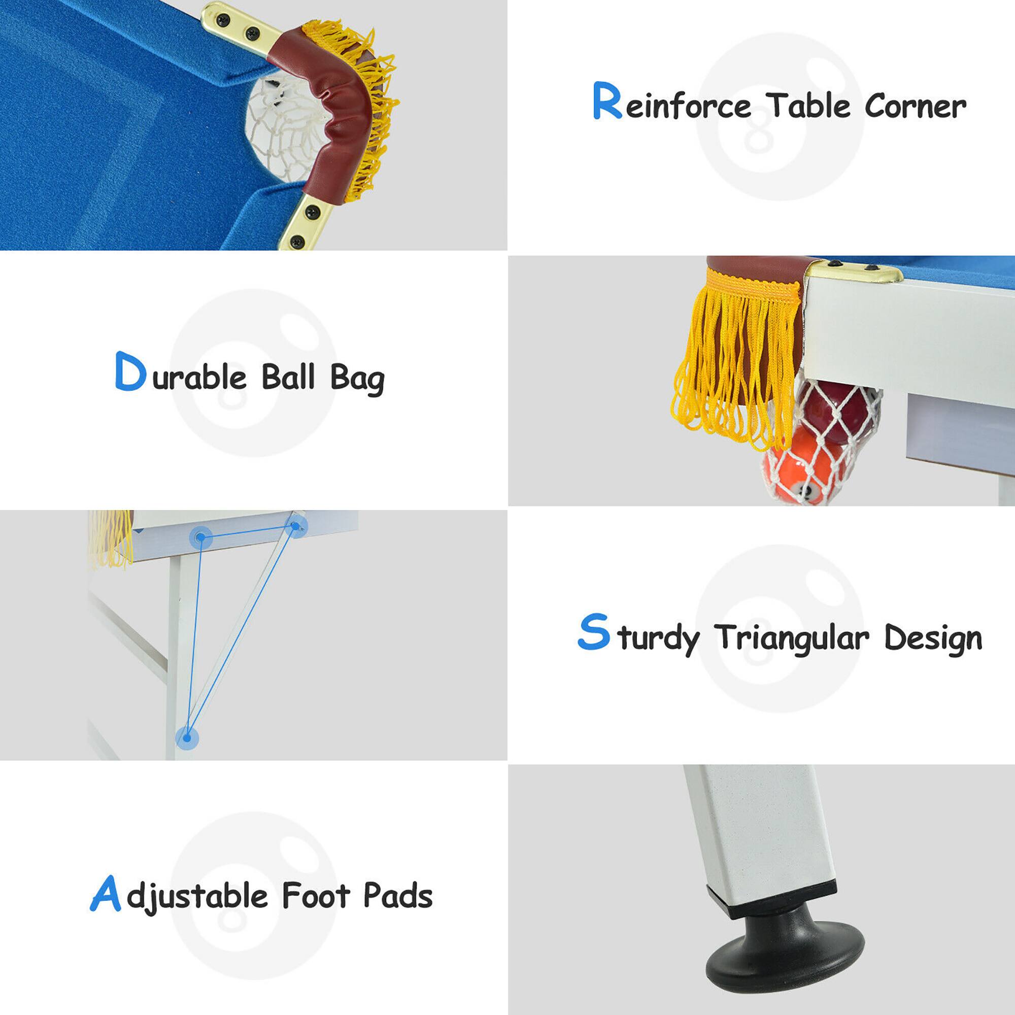 Reinforce Table Corner, Durable Ball Bag, Sturdy Triangular Design, Adjustable Foot Pads.