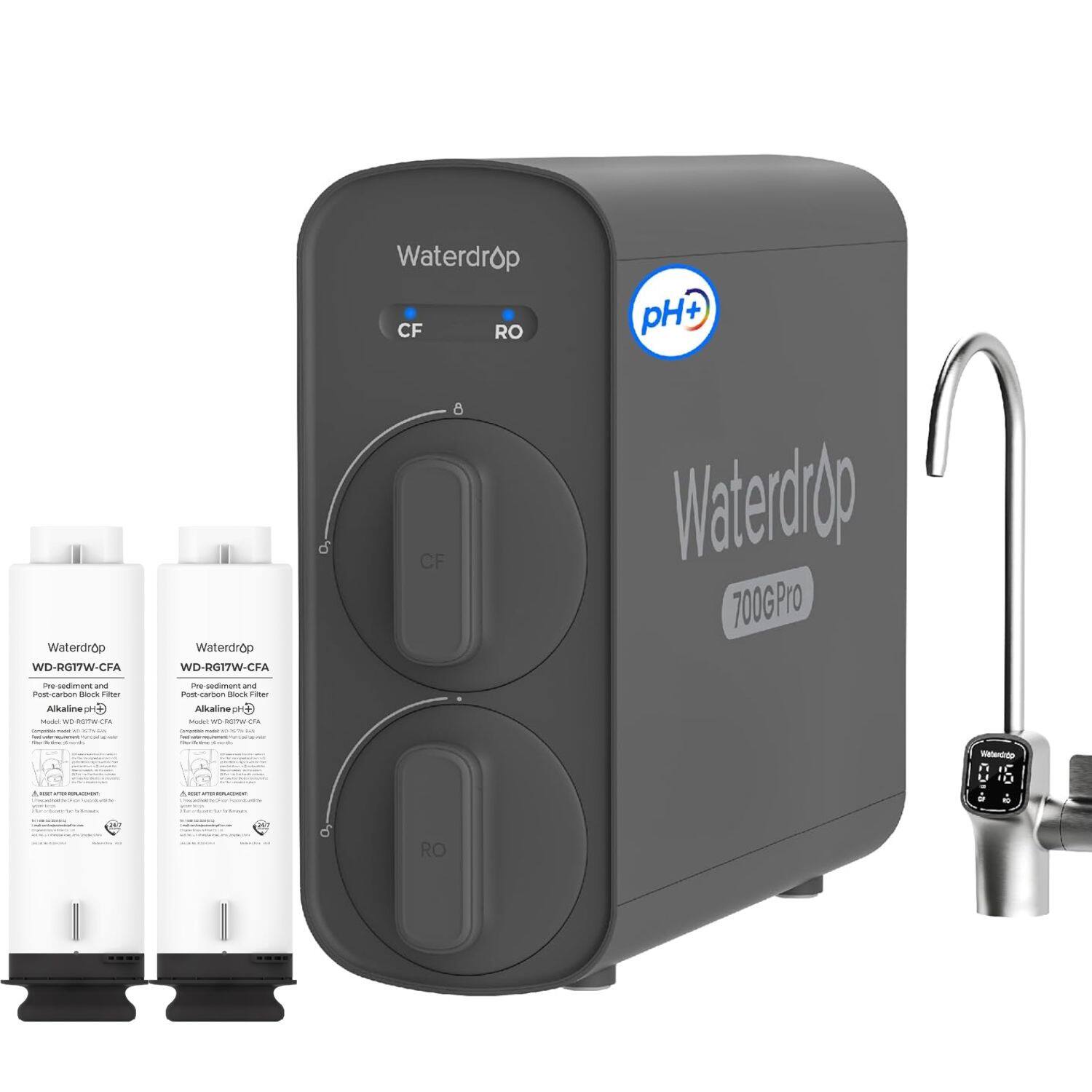 Waterdrop CF RO pH+  
Waterdrop WD-RG17W-CFA  
Waterdrop WD-RG17W-CFA  
8 CF  
Waterdrop 700GPro  
TTE  
Alkaline  
Pose carton Bock  
Alkaline C4  
Waterdrop