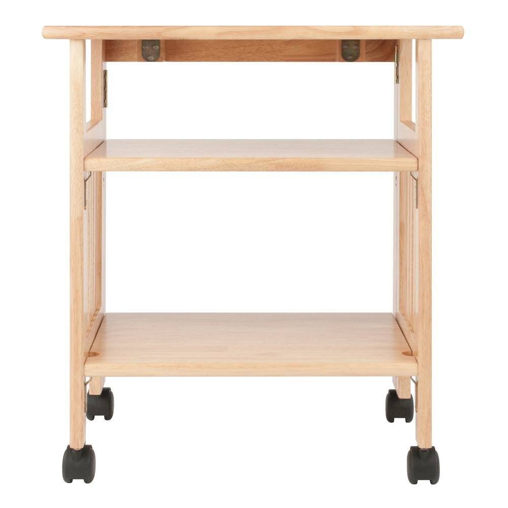 Back. FurniFact - Solid wood computer desk with foldable keyboard tray - Natural.