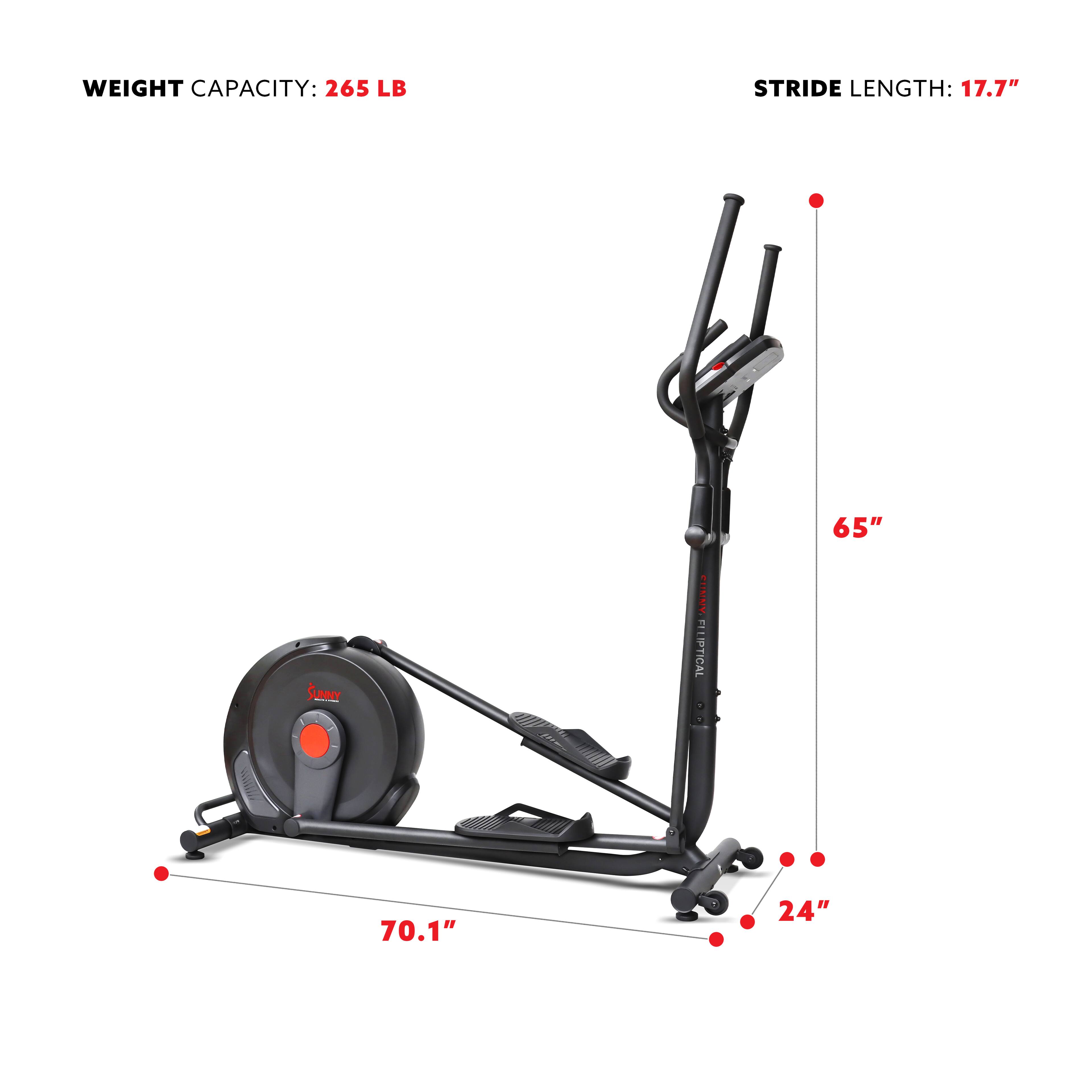 WEIGHT CAPACITY: 265 LB
STRIDE LENGTH: 17.7"
65"
70.1"
24"