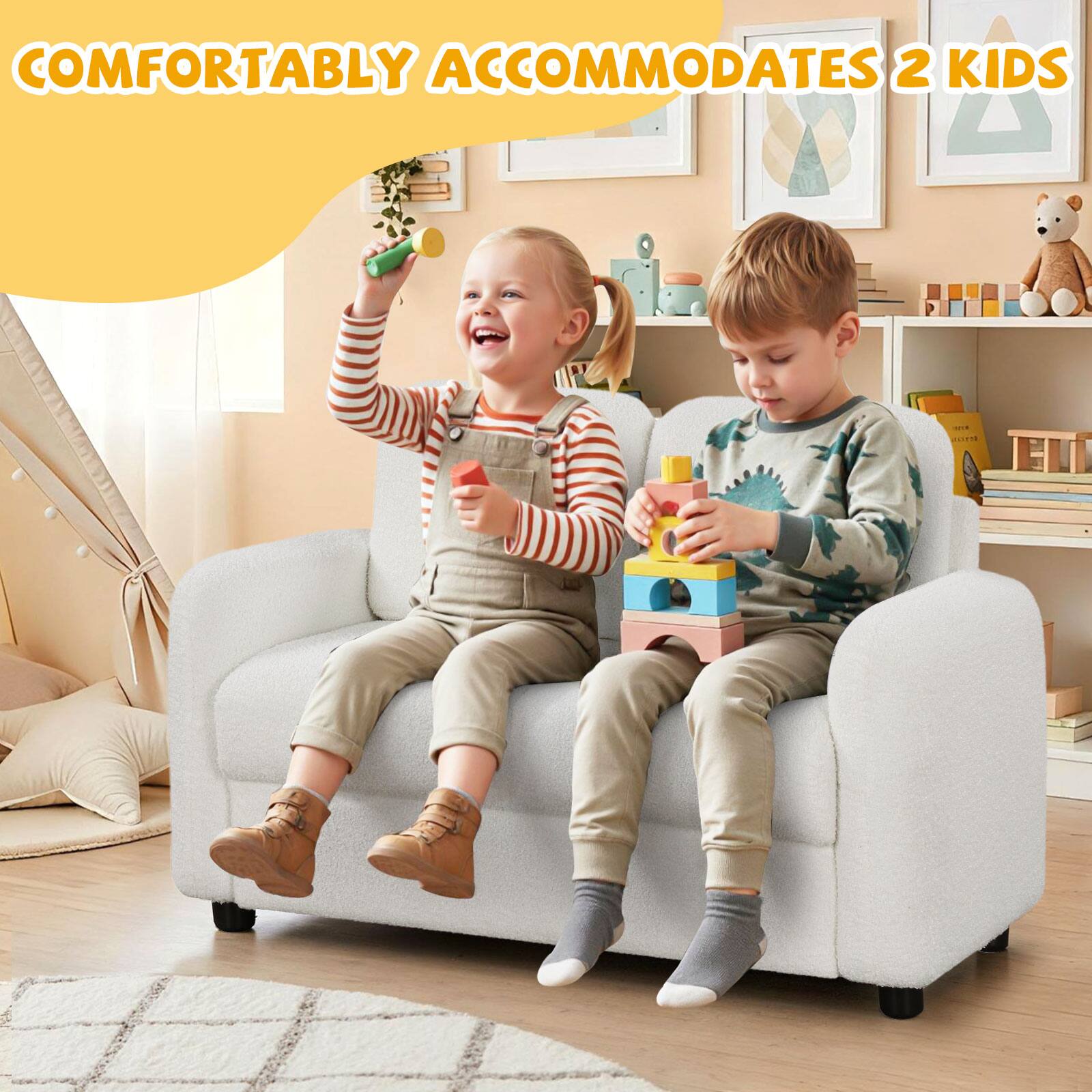 COMFORTABLY ACCOMMODATES 2 KIDS
