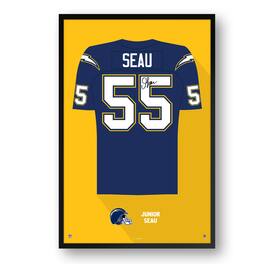 Sporticulture - Junior Seau Los Angeles Chargers Framed 14" x 20" Retired Jersey Art Print - Multicolor