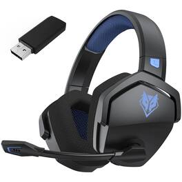 PRIMEPLUS - G06 Wireless Gaming Headset, 100Hr Battery, 2.4GHz Ultra-Low Latency & Bluetooth 5.3, 50mm Surround Sound - Black-Blue
