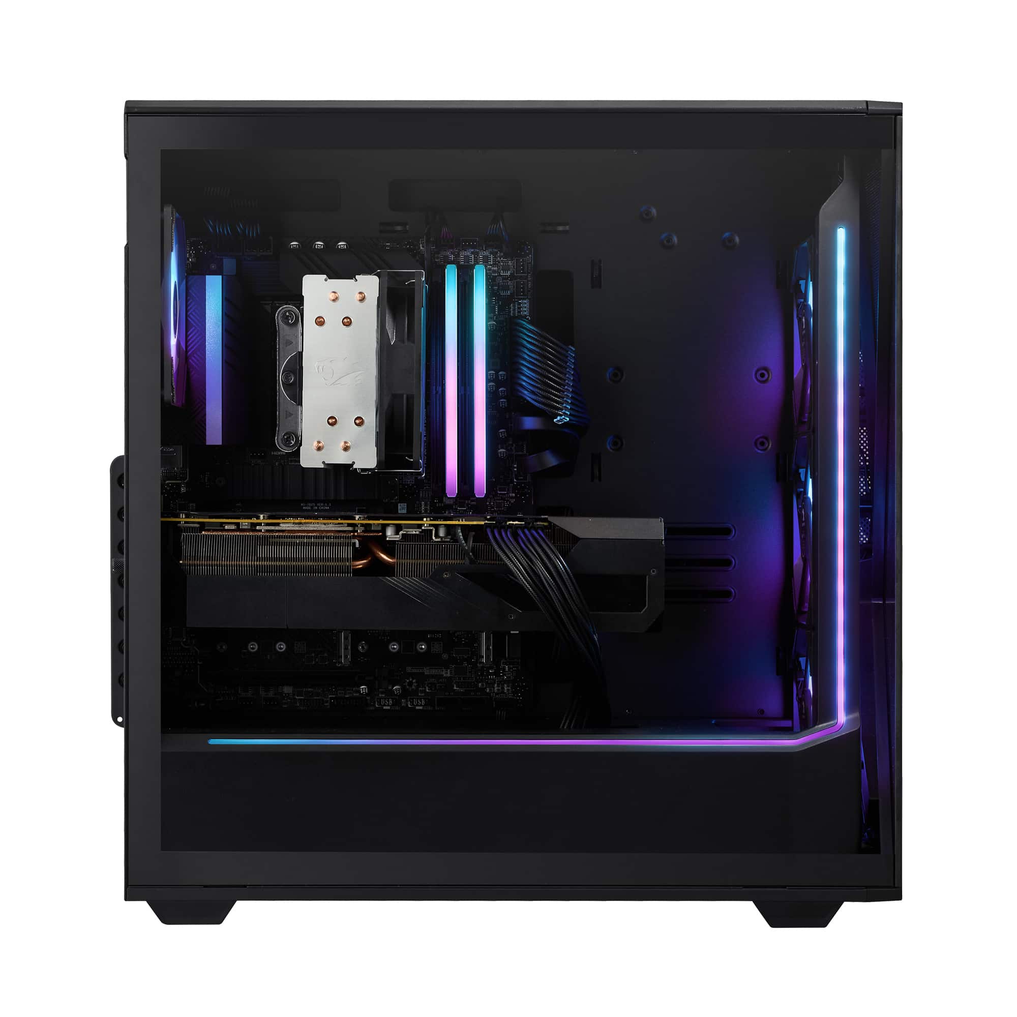 Left. iBUYPOWER - iBUYPOWER - Slate Black Gaming Desktop PC - AMD Ryzen 7 8700F, AMD Radeon RX 9060XT 8GB, 32GB DDR5 RGB,2TB NVMe SSD - Black.