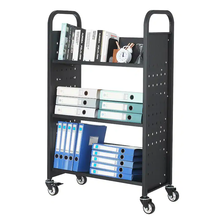 VEVOR Rolling Library Book Cart, 330 lbs Capacity, 30.3 x 15 x 48.0 ...