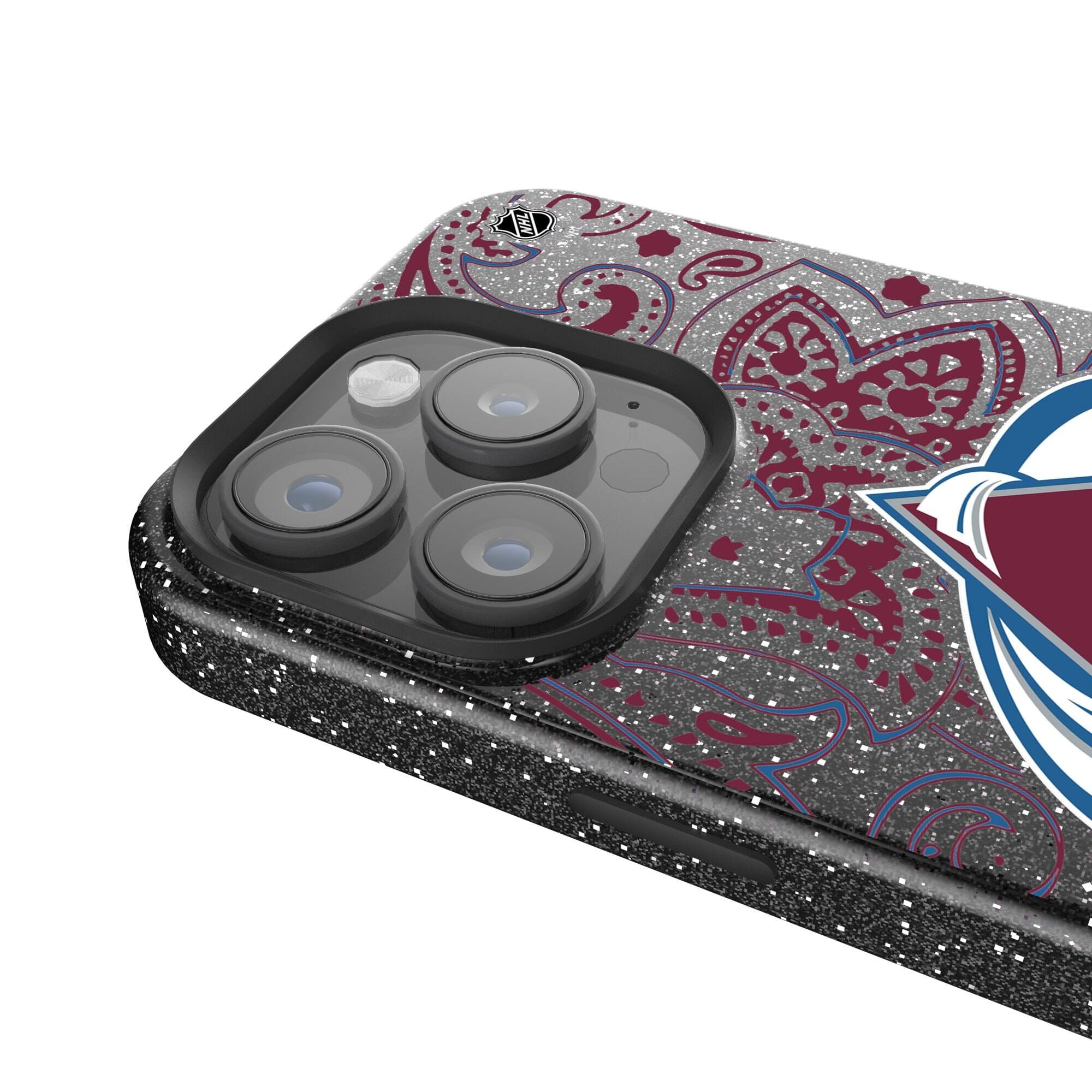 Alt View 3. Keyscaper - Black Colorado Avalanche Paisley Bling iPhone Case - 16 Pro - Black.