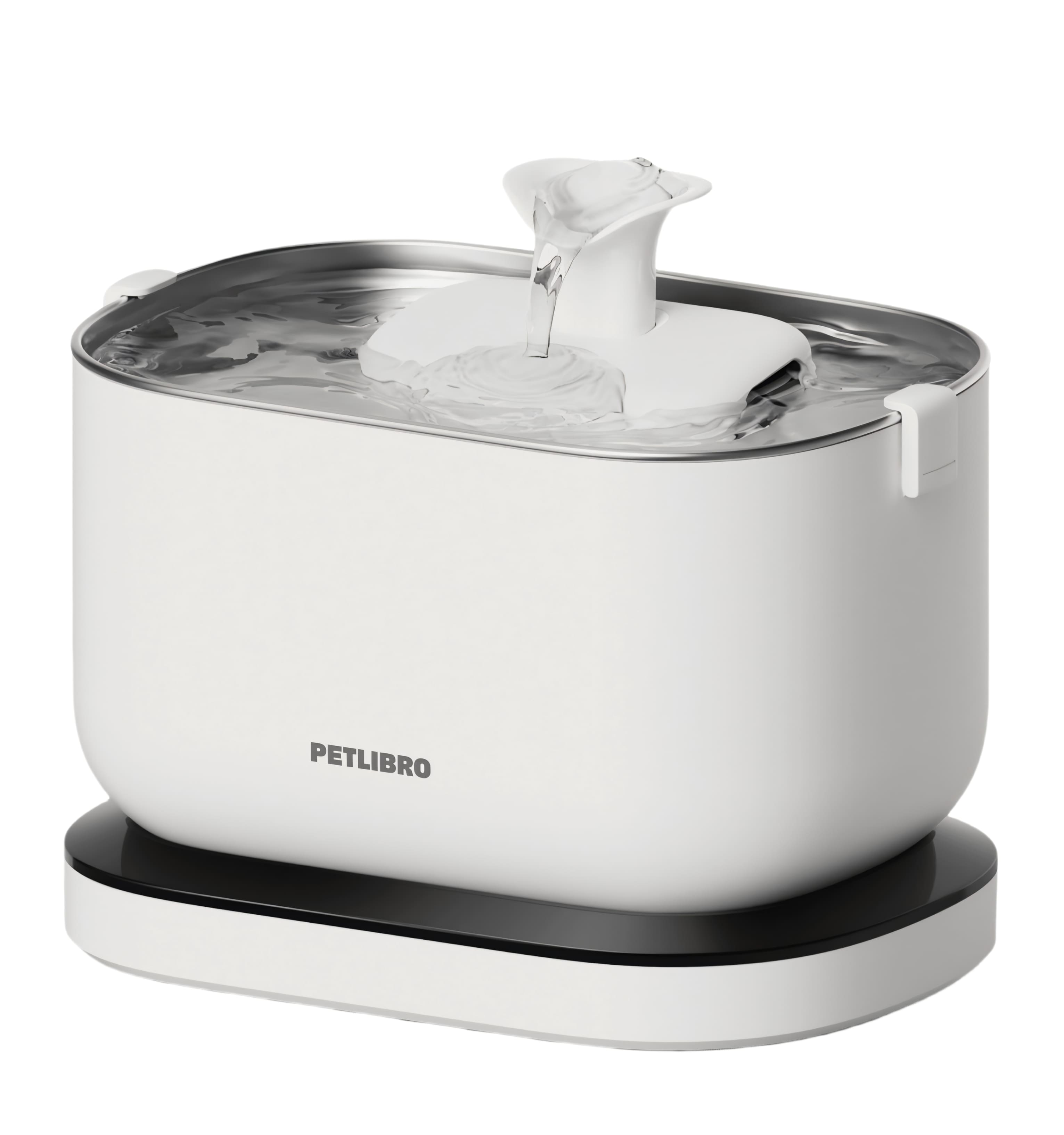 PETLIBRO - Dockstream Stainless Steel 2.5L Cat and Dog Drinking Fountain with Battery Operation - White - Front_Zoom