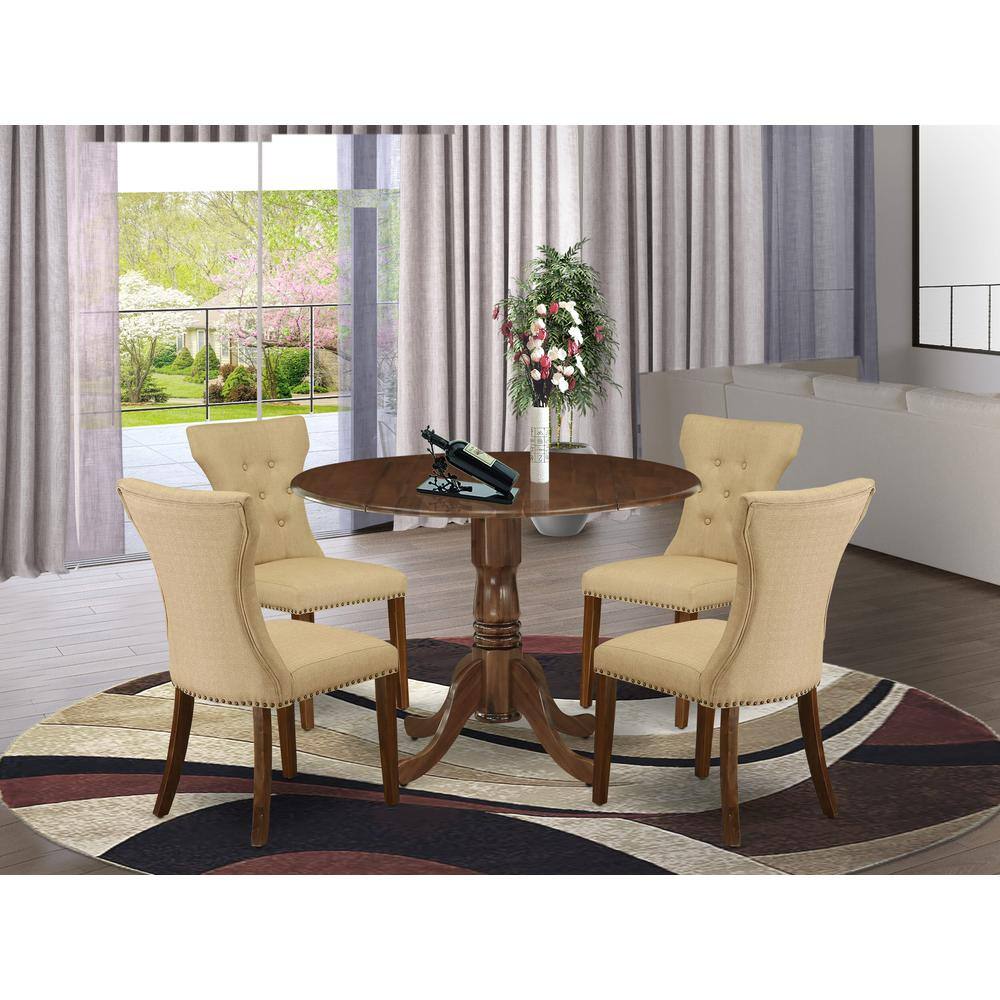 Alt View 3. East West Furniture - 5 Pc Dining Set Consist of a Round Dining Table and 4 Parson Chairs - Grey.