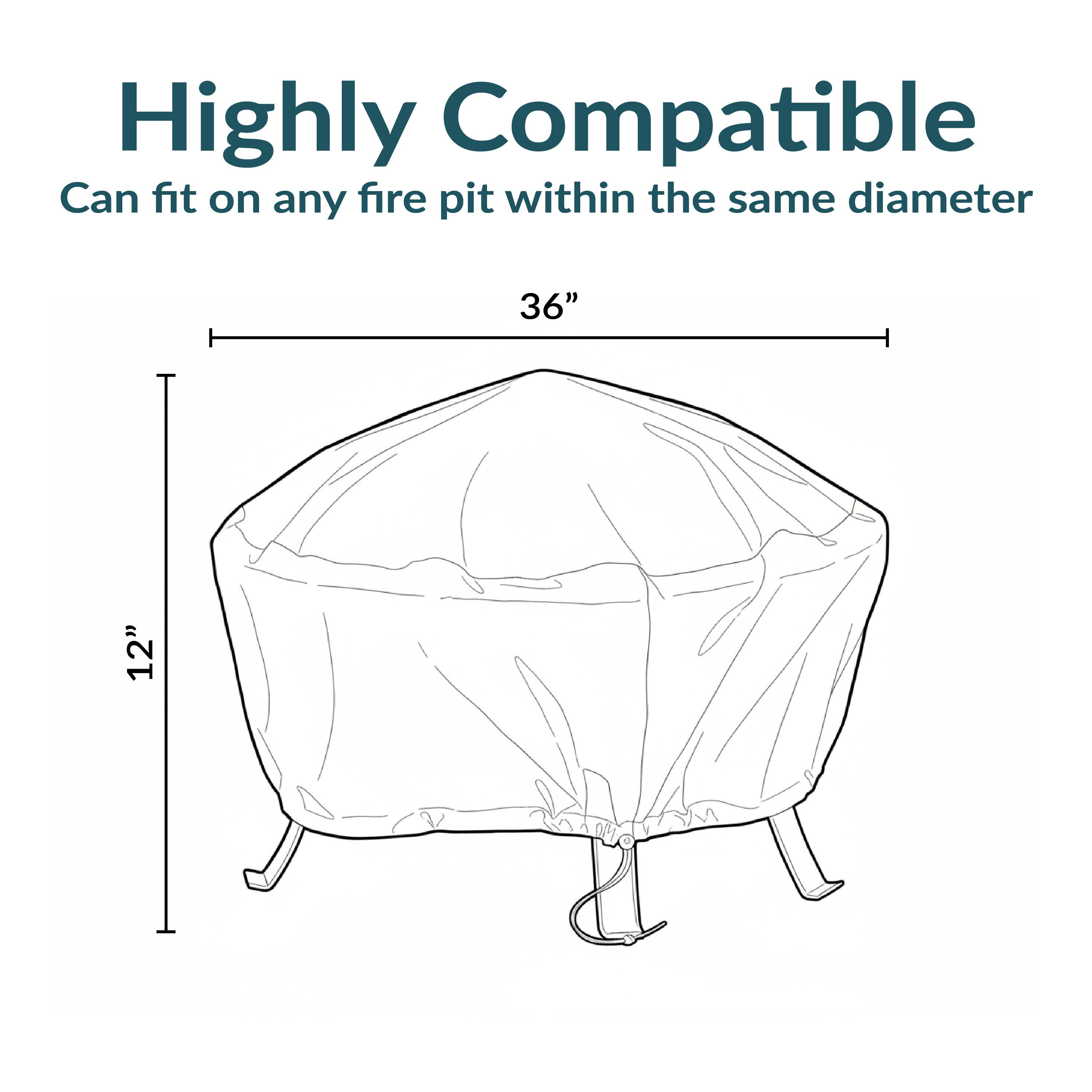 Highly Compatible  
Can fit on any fire pit within the same diameter  
36"  
12"