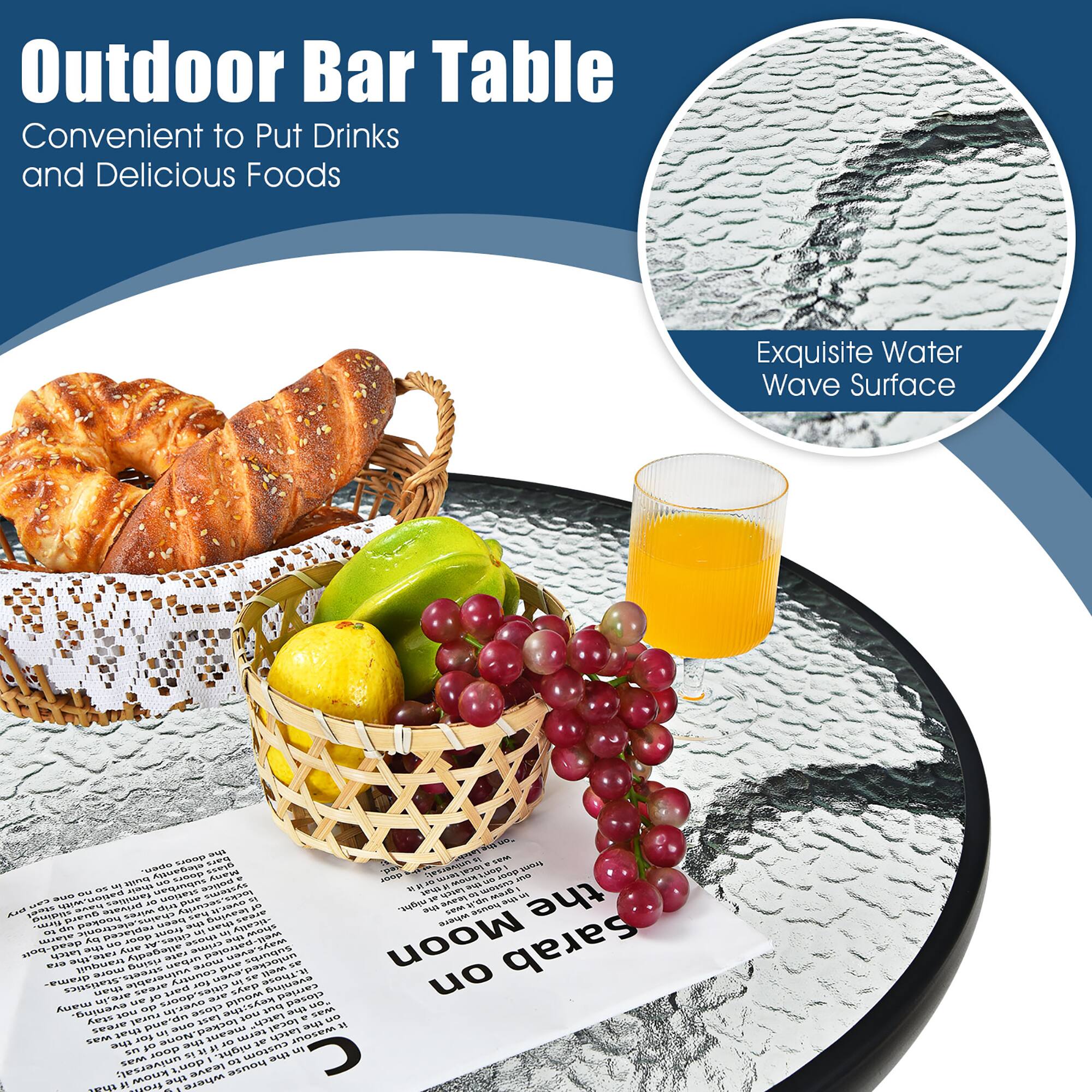 Outdoor Bar Table
Convenient to Put Drinks and Delicious Foods
Exquisite Water Wave Surface