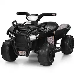 Costway - 6V Kids ATV Quad Electric Ride On Car Toy Toddler with LED Light MP3 - Black
