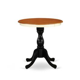 East West Furniture - Eden 30" Round Kitchen Table for Small Space - Buttermilk Top & Black Pedestal - Multi-Color