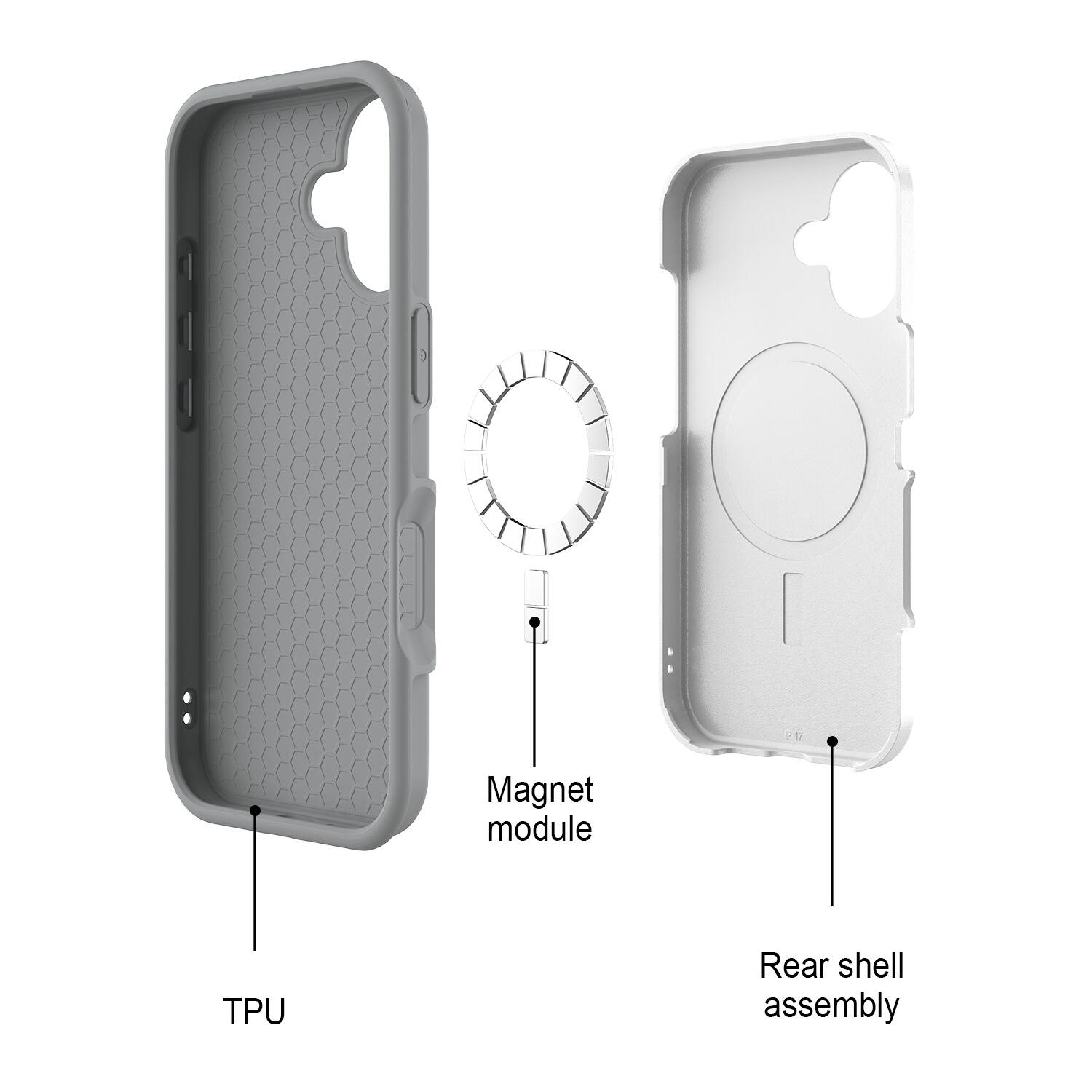 P1 Magnet module TPU Rear shell assembly

- TPU
- Magnet module
- Rear shell assembly