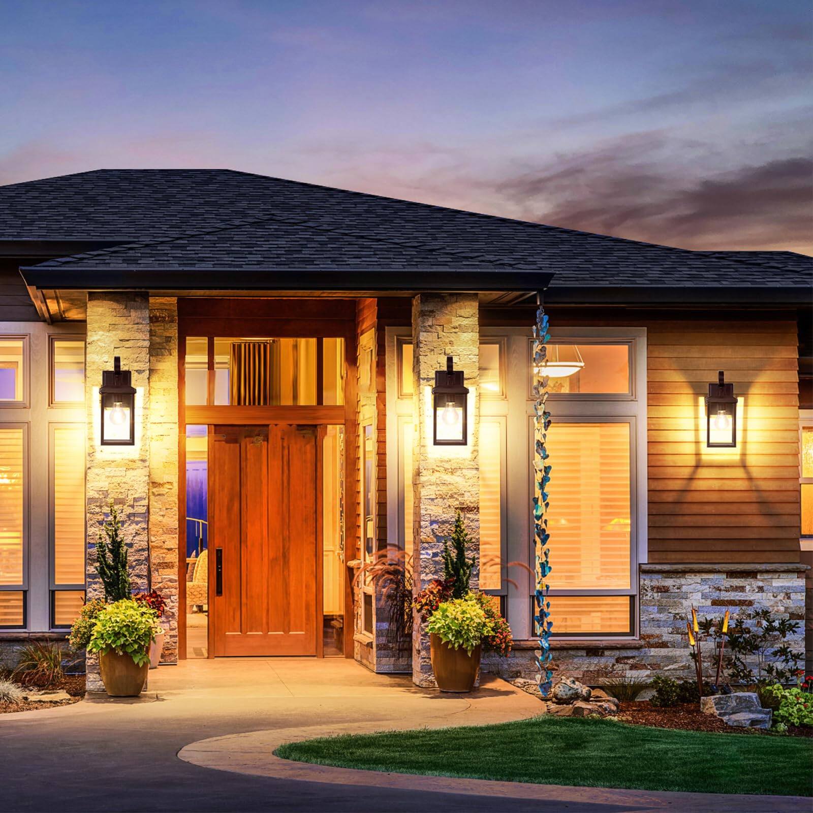 Angle. Nordic Hygge - 2-Pack Outdoor Waterproof Wall Light Fixtures in Brown.