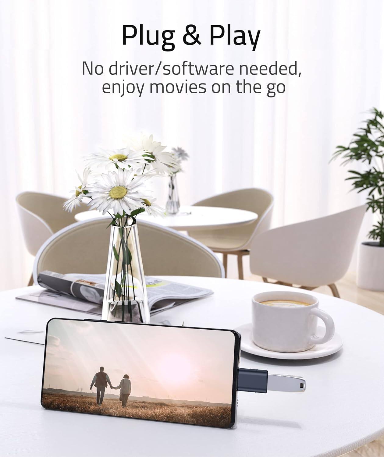 Plug & Play  
No driver/software needed, enjoy movies on the go
