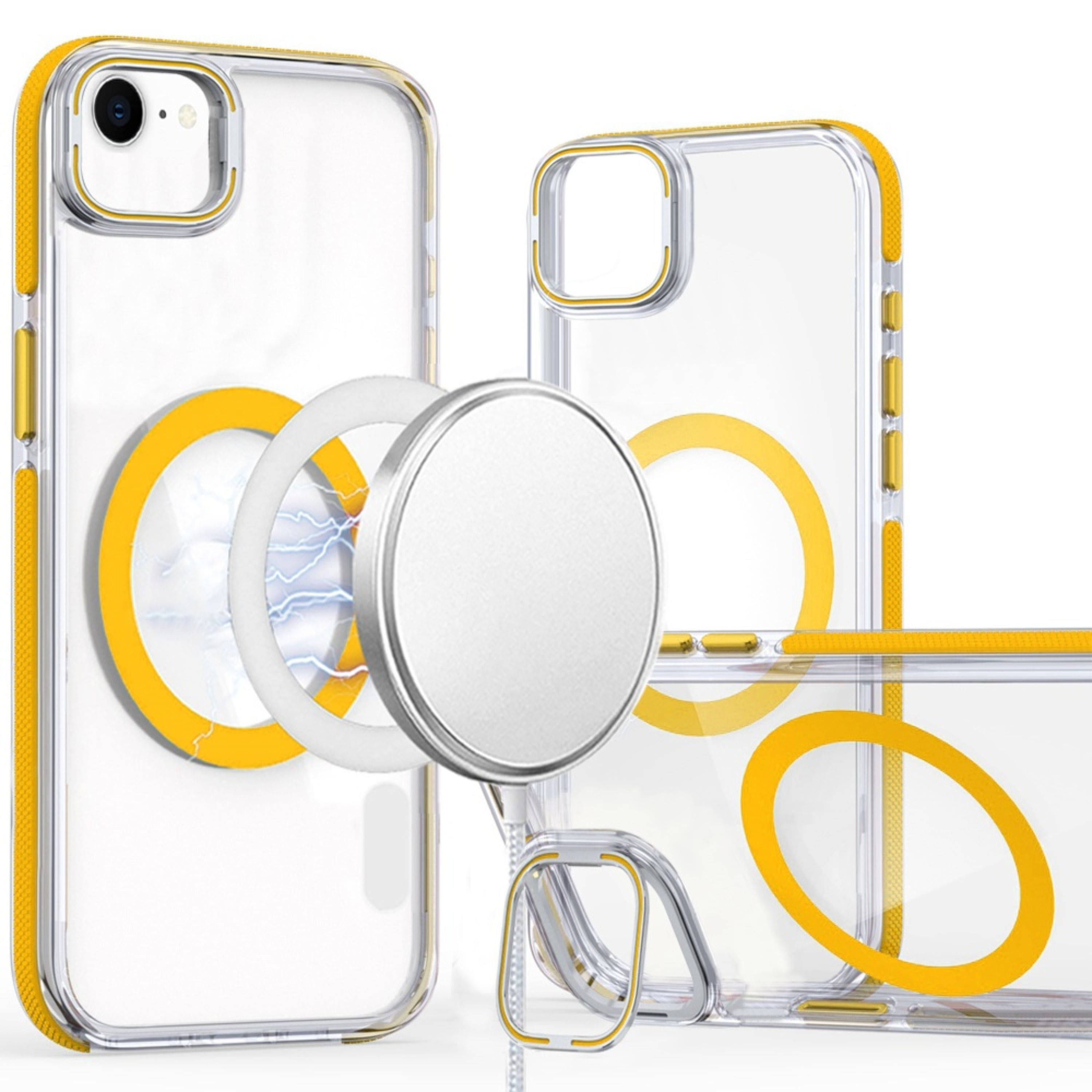 Kitcheniva - Magnetic Circle Camera Lens Stand Cover Phone Case With Tempered Glass For iPhone 16e/17e - Yellow price history on PriceWatchPro