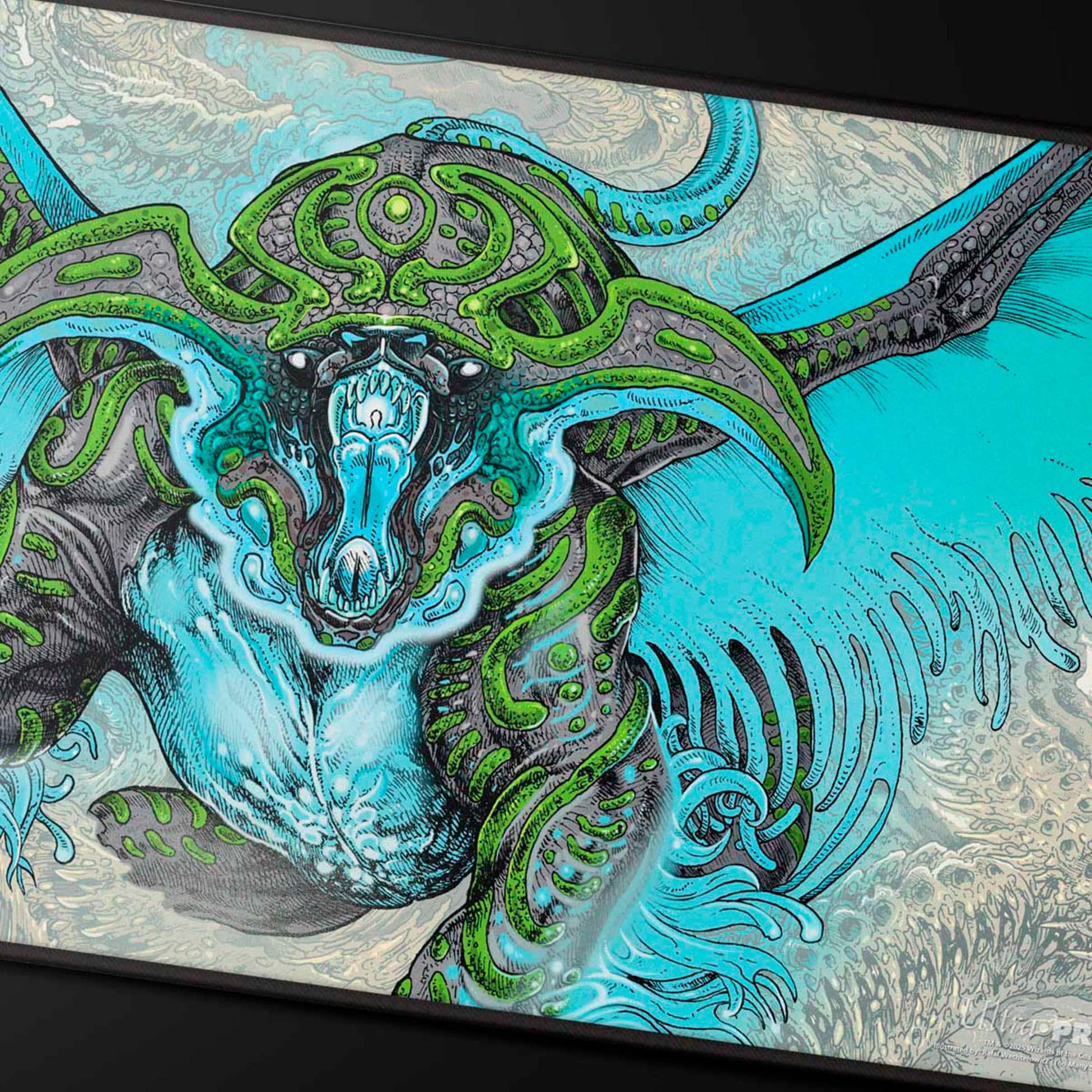 Alt View 1. Ultra PRO - Tarkir Dragonstorm Ureni, the Song Unending Black Stitched Playmat for Magic: The Gathering.