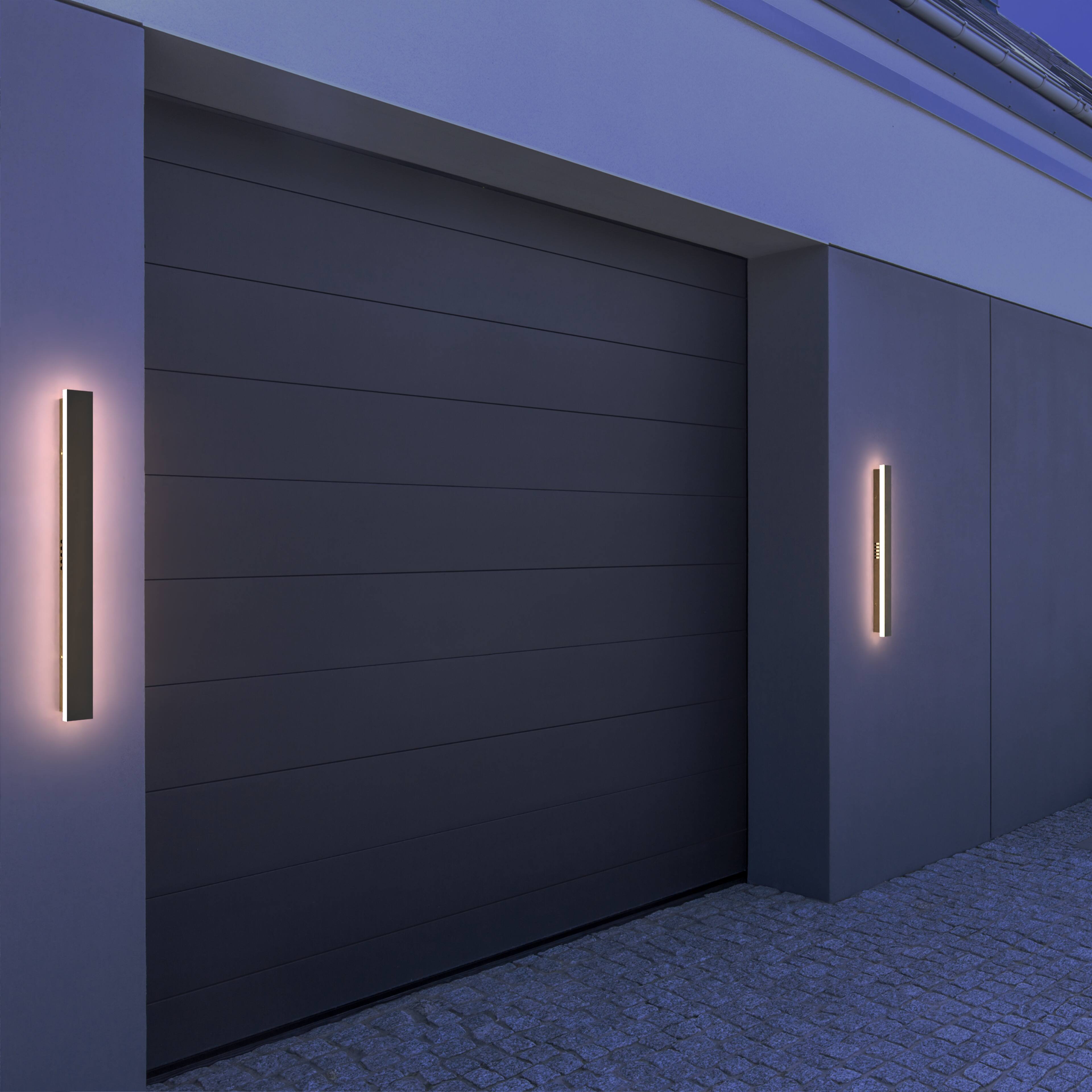 Angle. LEEKI - Modern Outdoor LED Linear Wall Sconce – Warm White 3000K, Waterproof IP65, Aluminum Energy-Saving Fixture - Black.