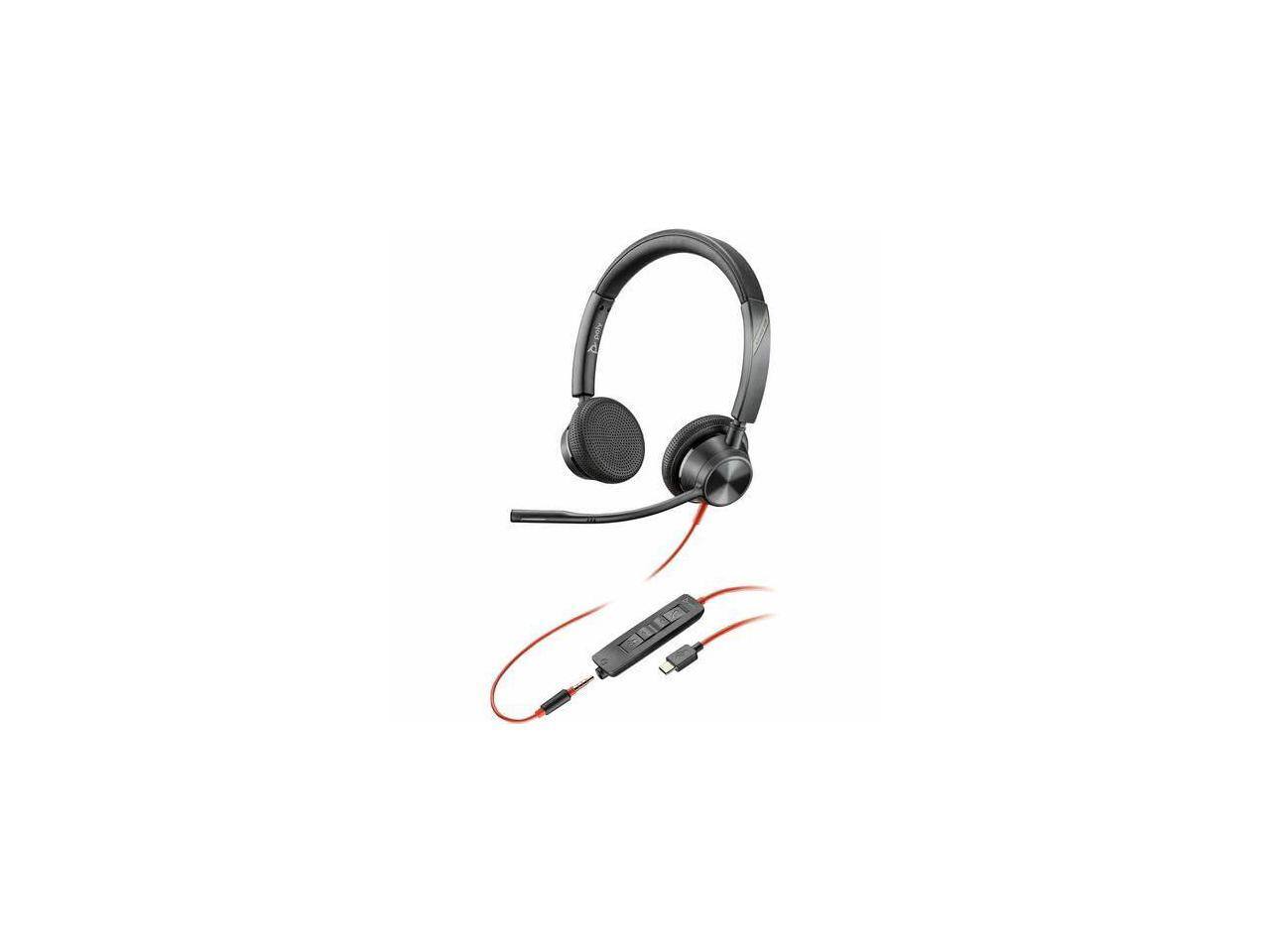 Alt View 2. HP - Poly Blackwire 3325 USB-C Headset - Stereo, 3.5mm, 7 ft, Noise Canceling - Black.