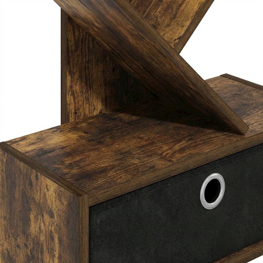 Alt View 2. FurniFact - Engineered Wood bookcase with spacious shelves and sturdy construction - Amber Pine/Black.